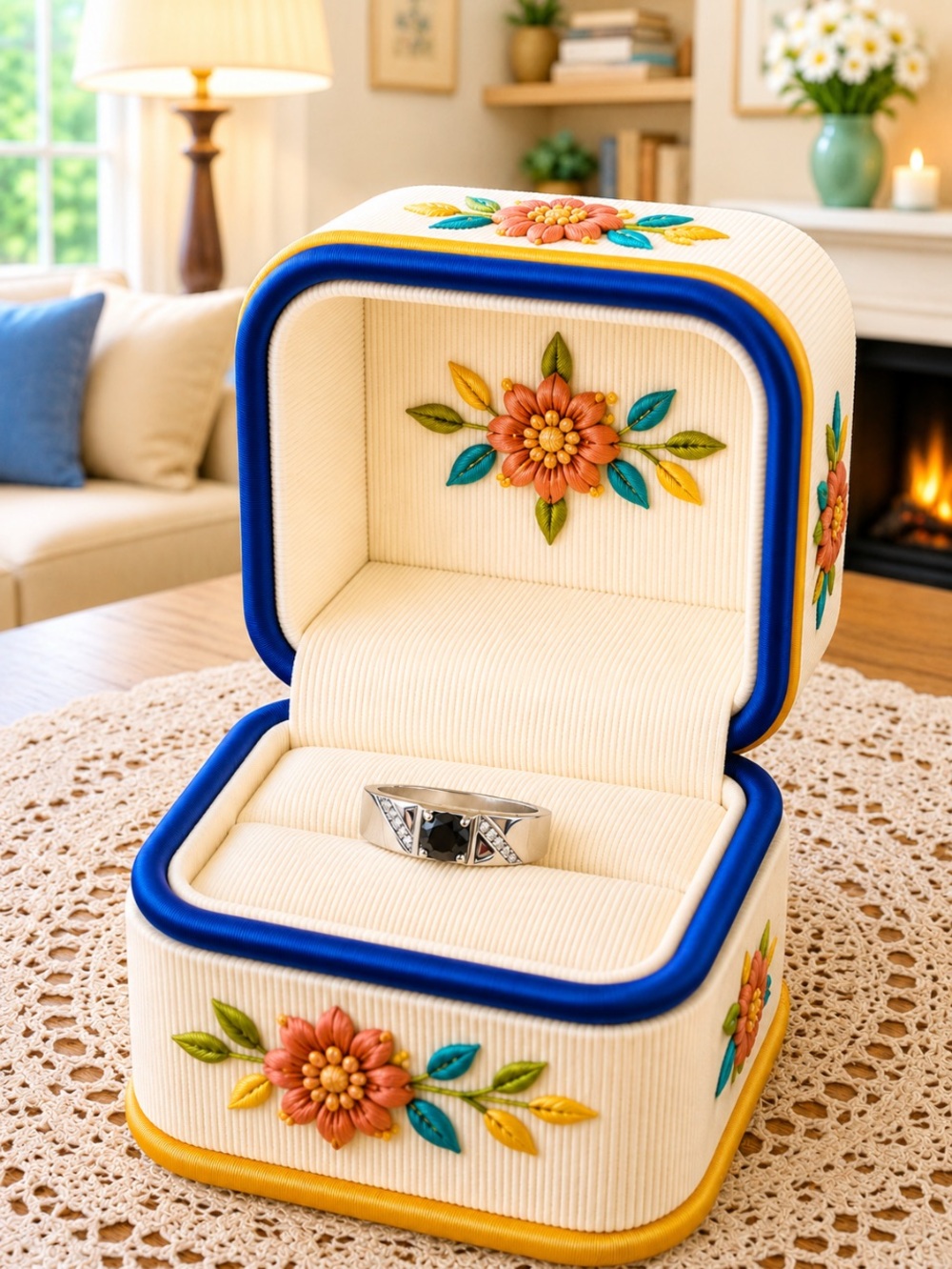 NEW! Men’s Silver Black Moissanite Ring